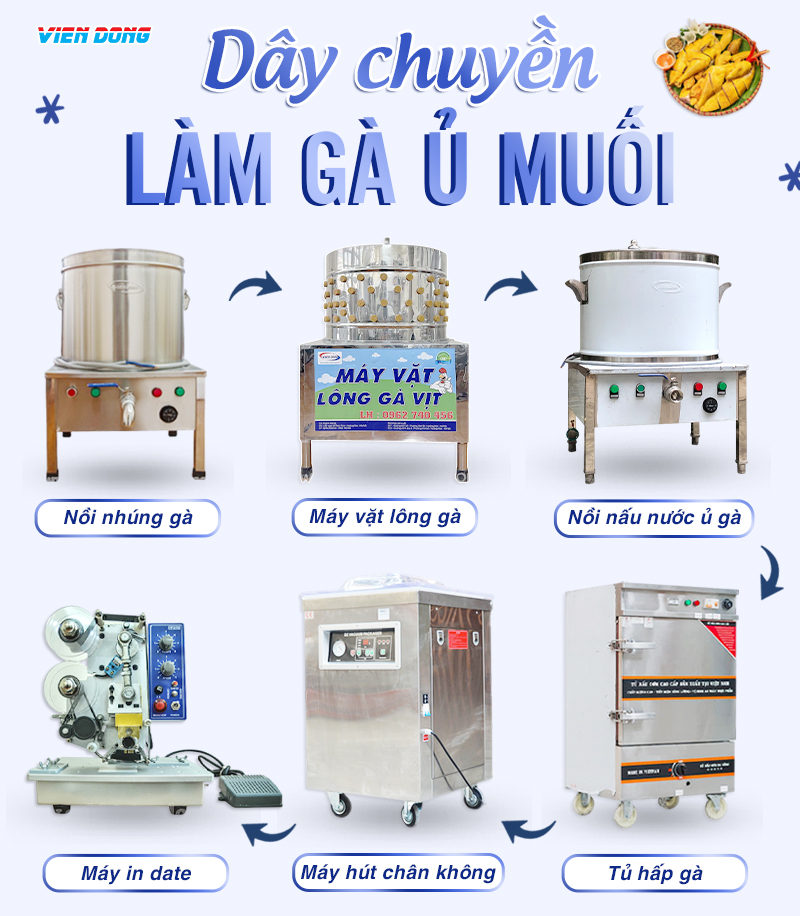 dây chuyền làm gà ủ muối